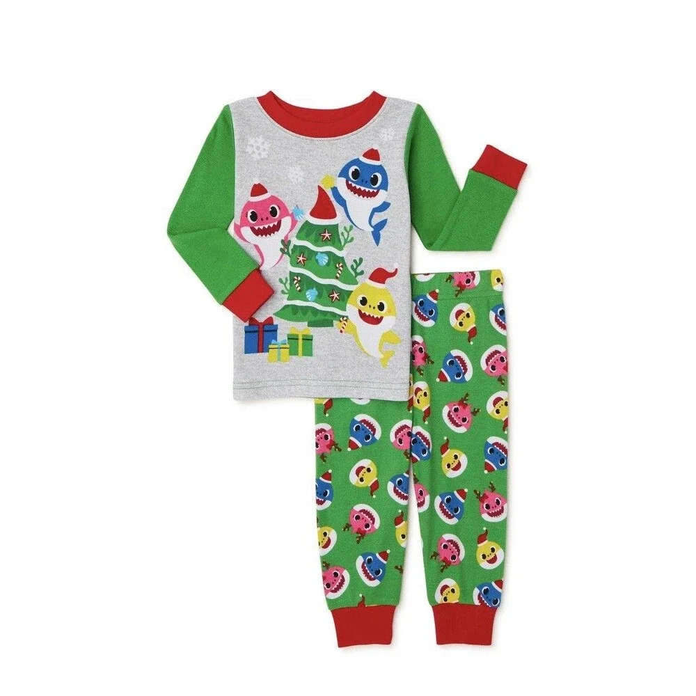 Baby Shark Holiday Christmas Sleepwear Set Size 12M